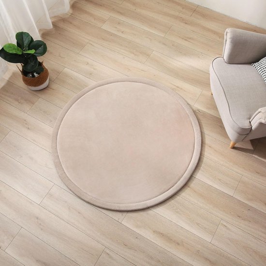 Wolkzachte Speelmat voor Baby's ⌀120x2,5cm, beige – Kinderkleed met Hoogwaardige Memory Foam – Baby Kruipmat met Antislip Onderkant – Kruipdeken Baby Oeko-TEX 100 Gecertificeerd van EliMeli