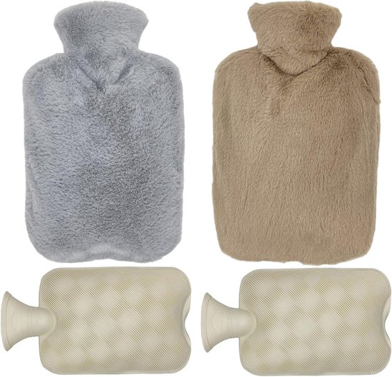 Wollige warmwaterfles bedfles met zachte knuffelige overtrek - wasbare warmwatertas voor gezin, kinderen en volwassenen van Wolli