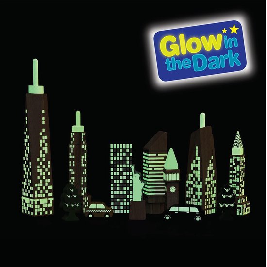 Wonder World - Speelblokken - Glow in the Dark - Skyline van Wonder World