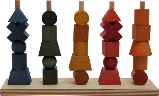 Wooden Story Stacking Toy - Rainbow - Houten Stapelaar 5 Rijen van Wooden Story