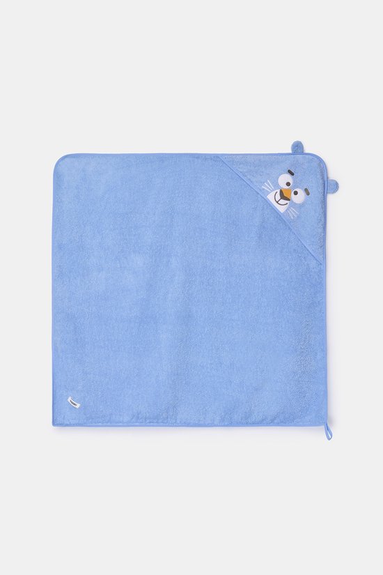 Woody badcape + washandje - blauw - tijger - 261-10-CAP-B/840 - 75cm x 75cm