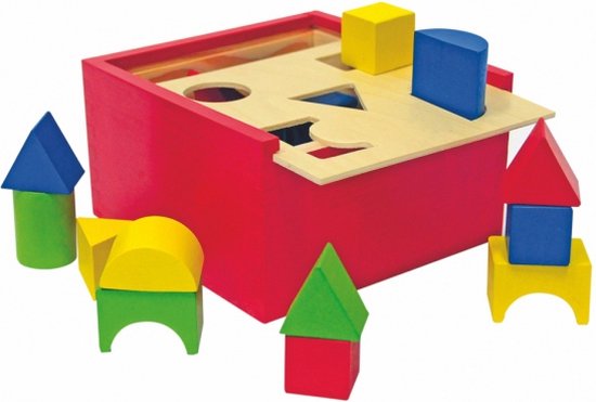 Woody houten vormenbox met 15 vormen van Woody