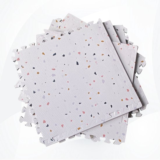 WoonWonder Baby speelmat van foam - Terrazzo - Kruipmat - Zachte Vloertegels - 120 x 180 cm - Speelkleed - Zacht - Zachte Zand Terrazzo Kinder Speelmat met Opbergtas van Merkloos