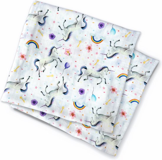 World of Mies hydrofiele doek bamboe - 2 stuks - unicorn - 60x60cm van World of Mies