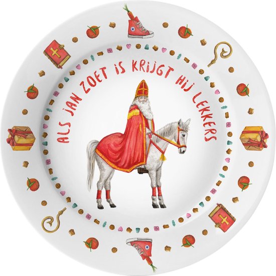 World of Mies kinderbordje met naam - Sinterklaas - veilig kunststof - schoencadeau - sinterklaascadeau - Dieren in aquarel - geschilderd door Mies van World of Mies