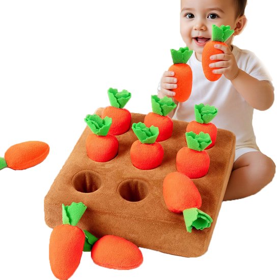 Wortel oogsten speelgoed - Pluchen wortel oogst spel - Sensorisch speelgoed voor peuters van 1-3 jaar - Paas speelgoed voor baby's en kleintjes van Merkloos