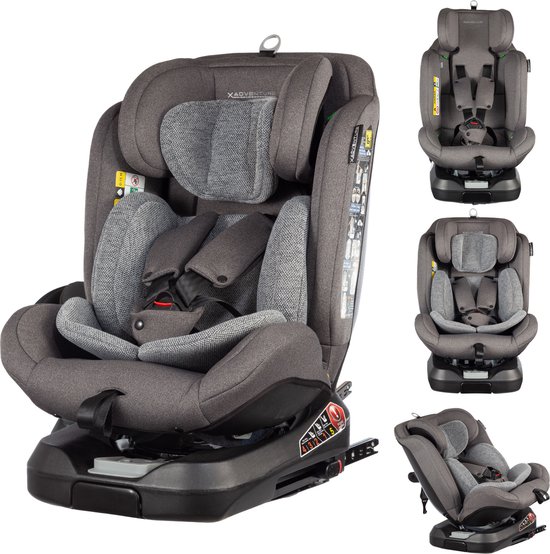 X Adventure Autostoel 360° Draaibaar Supreme - i-Size Met Isofix - Groep 0/1/2/3 (40 cm tot 150 cm) -Vanaf Geboorte tot 12 jaar - Denim Grey van Merkloos