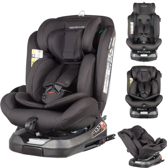 X Adventure Autostoel 360° Draaibaar Supreme - i-Size Met Isofix - Groep 0/1/2/3 (40 cm tot 150 cm) -Vanaf Geboorte tot 12 jaar - Zwart van Merkloos