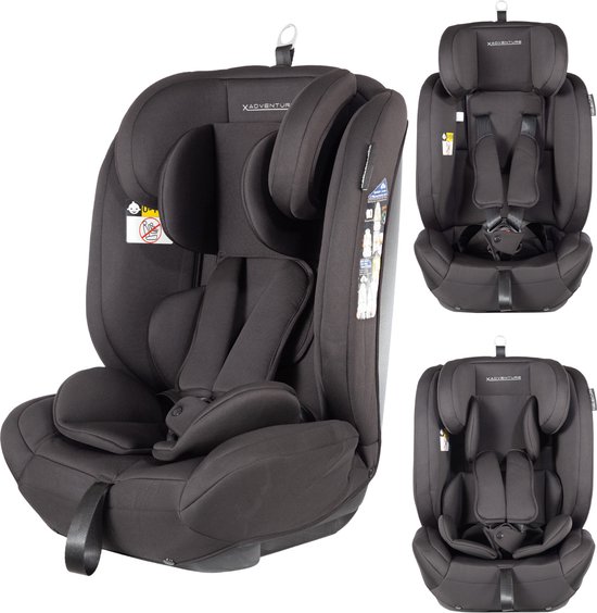 X Adventure Autostoel Premium Groep 1/2/3 9-36 kg (76 tot 150 cm) - Vanaf 15 maanden tot 12 jaar - Gordel - i-Size - Meegroei Autostoel - Zwart van X Adventure