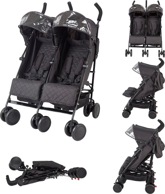 X Adventure Duo Buggy / Tweeling Buggy – Lichtgewicht Dubbele Buggy Tandem Buggy - Zwart van X Adventure