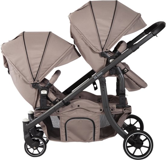 X Adventure Duo Kinderwagen / Tweeling Kinderwagen – Taupe van X Adventure