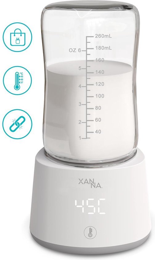 Xanna® Draagbare Baby Flessenwarmer voor Onderweg inclusief 2 Adapters - Flessenwarmer - Draagbare flessenwarmer -Geschikt voor o.a. (Smalle Hals) Dr. Brown's, (Bred hals) Dr. Brown’s, Difrax, Medela & Nanobebe, AVENT Philips, Chicco & Dodie van Xanna