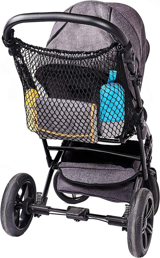 XL Boodschappennet voor Kinderwagens - Universeel, Geschikt voor Buggy's en Wandelwagens - Zwart van Merkloos