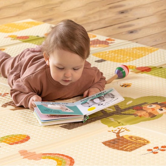 XXL Baby kinderspeelkleed 150x180x1cm - dik omkeerbaar opvouwbaar schuim - Babyspeelmat - Sensorische ontwikkeling - Vloermat van MeowBaby