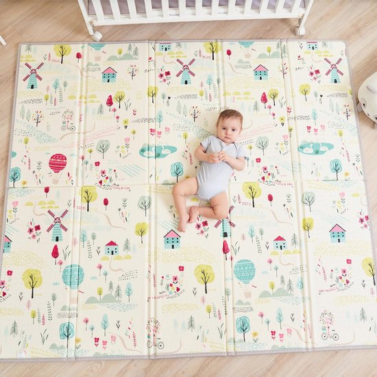 XXL Omkeerbare Foam Baby Speelmat 180x200 cm - Educatief Speelkleed voor Zintuiglijke Ontwikkeling van Evance