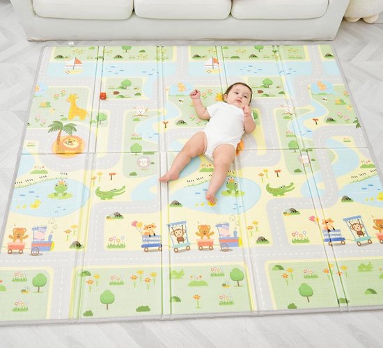 XXL Omkeerbare Foam Vloermat 180x200x1.5cm - Zintuiglijke Ontwikkeling Speelkleed voor Baby's - Speeltapijt Cadeau Schatje play mat baby van Schatje
