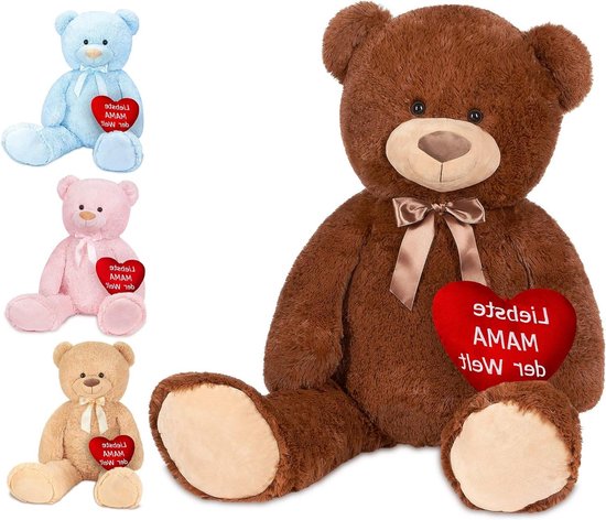 XXL Teddybeer - Knuffelbeer Pluche Beer - Cadeau Geven - Met Hart - 100 cm - Bruin