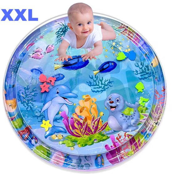 XXL Waterspeelmat - Met geluid - Speelmat - Opblaasbaar baby water speelmat - Speelkleed - Waterspeelgoed - Baby speelgoed 0 jaar - Kraamcadeau - Kinderspeelgoed - Tummy Time - Baby Gym van QINDEN