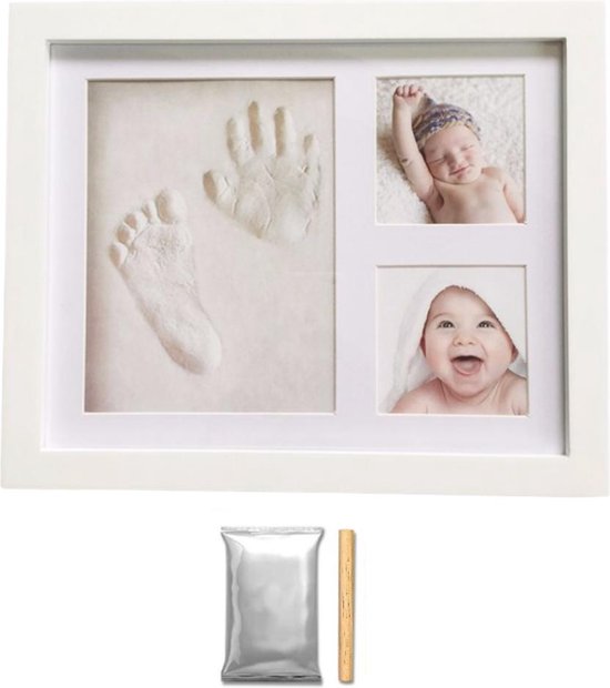 XYZ Goods Baby Fotolijst - met Klei Afdruk Voet en Hand ( Gipsafdruk baby ) - Kraamcadeau Jongen / Kraamcadeau Meisje - Babyshower - Kraampakket / Geboorte Cadeau - Baby Artikelen van XYZ Goods