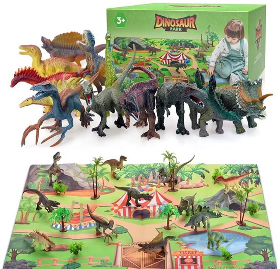 YANAH Dinosauruspark - Speelgoed Set - met Speelmat - Educatief speelgoed voor 3 tot 8 Jaar van YANAH