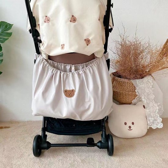 Ychee - Hangende Tas voor Kinderwagen - Buggy Stroller Hanging Bag - Box opberger - Speelgoed opberger - Cadeautje -babyshower -unisex - Beer - Beige van Ychee
