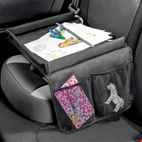 Ychee - Kinderzitje Tray - Autostoeltje - Kinderwagen - Draagbare Tafeltje - Onderweg - Auto - Reizen - Spelen - Tekenen - Eten en Drinken - 40x35cm - Zwart van Ychee