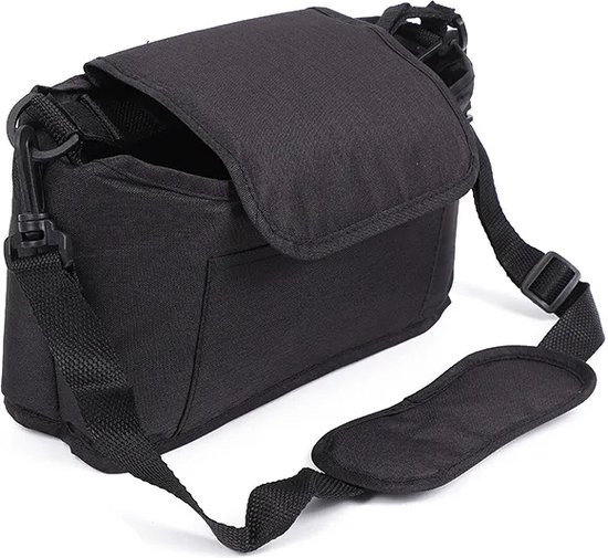 Ychee - Luiertas voor kinderwagen - Verzorgingstas - Buggy tas - Opbergzak - Universeel - Verstelbare Schouderriem - 30x17x12CM - Zwart van Ychee
