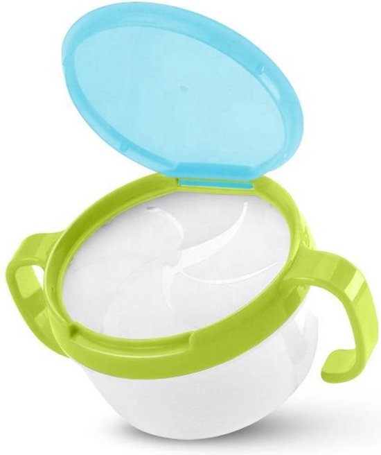 Ychee - Set van 2 - Kinder Snack beker - Snack Cup - met Handgrepen - Zelfstandigheid - Blauw van Ychee