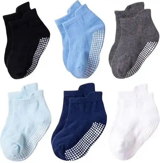 Ychee - Set van 6 Kindersokken - Unisex - Anti slip - Baby - Kinderen - Zacht - Comfort - Katoen - 3-5 Jaar (Large)