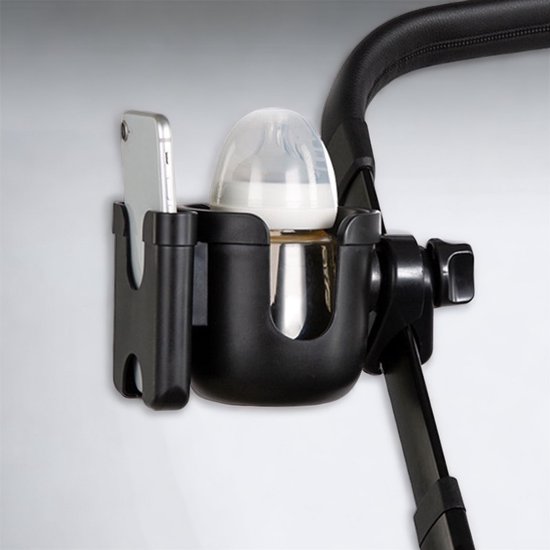 Ychee - Universele Kinderwagen 2-in-1 Beker & Telefoon Houder - Buggy - Stroller - Fiets - Rollator - Accessoires - Zwart - Universeel - reishouder van Ychee