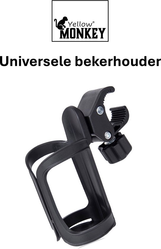 Yellow Monkey - Universele Kinderwagen PET fles en bekerhouder - drinkfles houder - 360 graden draaibaar - Eenvoudig te Monteren - drinkwater - bekerhouder - eenvoudige montage - fiets - mountainbikes - buggy - rolstoel van Yellow Monkey