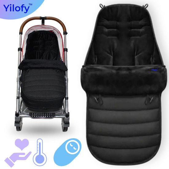 Yilofy Universele Luxe Voetenzak Babywagen & Autostoel Zwart Buggy Kinderwagen Voetzak Footmuff Maxi Cosi Baby van Yilofy