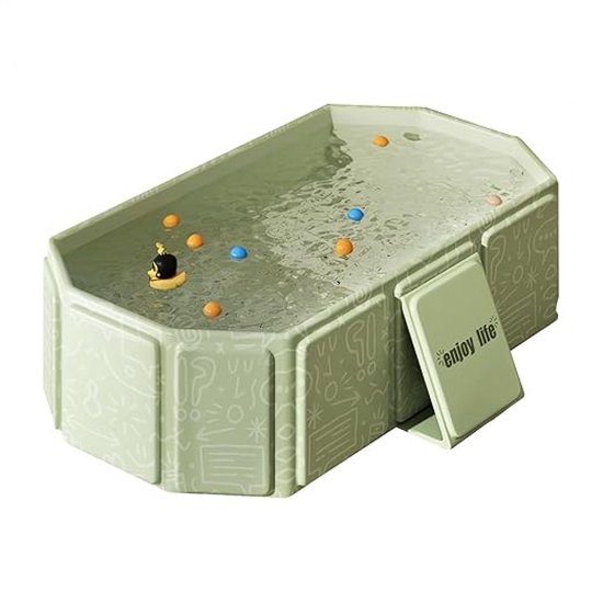 Ynkkvre - Bath Bucket - Aftappluggen - Kinderbadje - Opvouwbaar Bad - Inklapbaar Bad - Driehoekige Stabiliteit - Snel Opbergen - Warmte Isolatie - Multifunctioneel van Ynkkvre