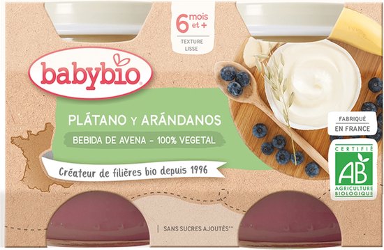Yoghurt havermout, banaan en bosbessen 2 eenheden - 130g | Babybio van Merkloos