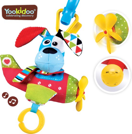 Yookidoo Kinderwagenhanger Musical Plane Dog 25 Cm van Yookidoo