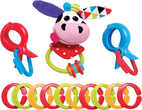 Yookidoo Rammelaar - One Size - Clips Rattle 'N' Links - Cow van Yookidoo