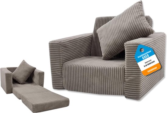 YOR® Kindersofa - Zitzak - Kinderstoel - Beige - 100cm x 50cm x 40cm