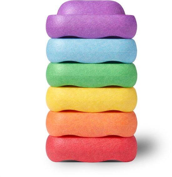 YØT® Stapelstenen - Stapstenen - Motoriek- en balansspeelgoed - Montessori speelgoed - 6 stuks van Merkloos