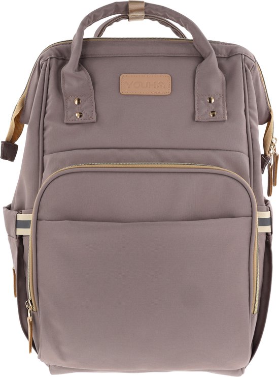 Youha luiertas - moedermelk kolftas - bevestiging aan kinderwagen - babyfles vakken - babymelk koelen - modern design - draagbaar als rugtas - Kleur: Dark pink van Youha