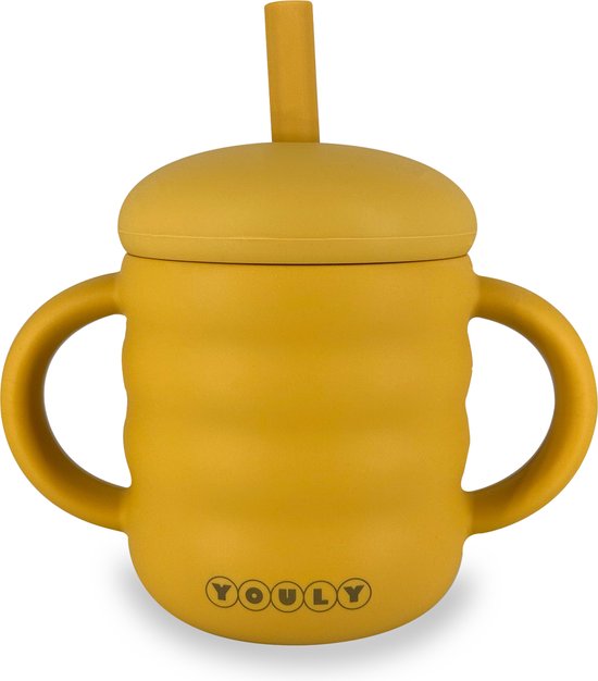 Youly® Bubble Rietjesbeker – Anti-Lek Drinkbeker – Siliconen Drinkbeker voor Kinderen – BPA-vrij – Antislip – Vaatwasserbestendig – Geel – 160 ml van Youly®