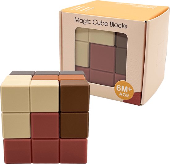 Youly® Montessori Speelgoed Kubus - Educatief speelgoed - 3D puzzel - Sensorisch Speelgoed - Breinbrekers - Grijs/Roze van Youly®