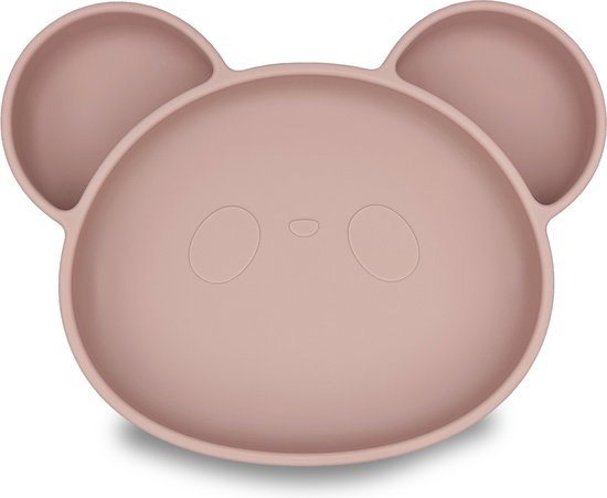 Youly® - Siliconen kinderbord beer - Babybord - Poeder Roze - BPA vrij - Kinderservies - Babyservies - Anti Slip - Bord met zuignap van Youly®