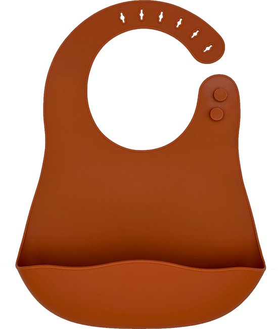 Youly® siliconen slabbetje met opvangbakje - Baby Slabbetjes - Afwasbaar - Verstelbaar In 6 Maten - Bruin van Youly®