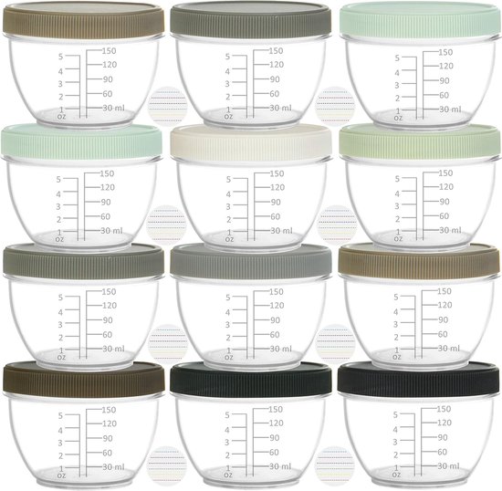 Youngever 18 Pack 180ML Babyvoeding Opslag, Herbruikbare Babyvoeding Containers met Deksels en Labels, 9 Urban Kleuren