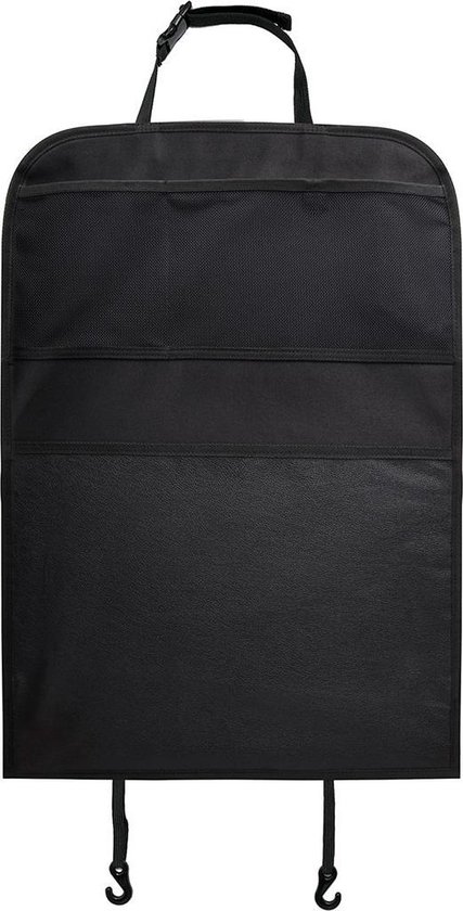 Yrda Kickmat Deluxe Autostoelbeschermer - Bescherming tegen Vuil - Handige Opbergvakken - Waterafstotend - 43 x 60 cm - Zwart van Merkloos