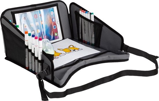 Yrda Travel Tray - Reistafel voor kinderen - Opvouwbaar - Tablet Houder - Bekerhouder - 20,5 cm x 34 x 39 cm van Yrda