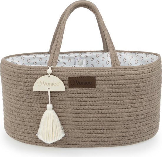 Yunioo® Luiertas en Commodemandje │ Luiermand voor Babykameraccessoires │ Luier Organizer │ Opbergmand kinderkamer │ Kraamcadeau babyshower │Speelgoedmand │ Bruin van Yunioo®