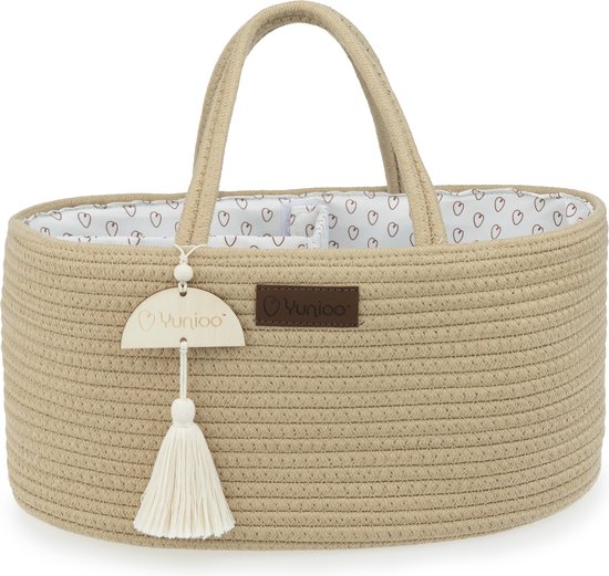 Yunioo® Luiertas en Commodemandje │ Luiermand voor Babykameraccessoires │ Luier Organizer │ Opbergmand kinderkamer │ Kraamcadeau babyshower │Speelgoedmand │ Crème van YUN