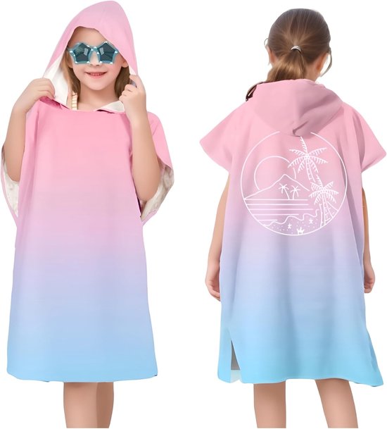 YYV Kinder Bad/Zwembad/Surf/Strand Poncho,Microfiber Omslagdoek met Capuchon,Strand Badjas,Watersport Poncho Handdoeken met Capuchon voor Jongens en Meisjes，60x75 cm van Merkloos