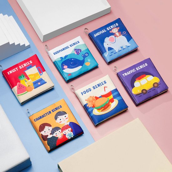 Zacht babyboekje, een tactiel boekje gemaakt van geplooide stof, geschikt voor baby's en peuters, een educatief speeltje en cadeau voor jongens en meisjes, een interactief sensorisch speeltje.